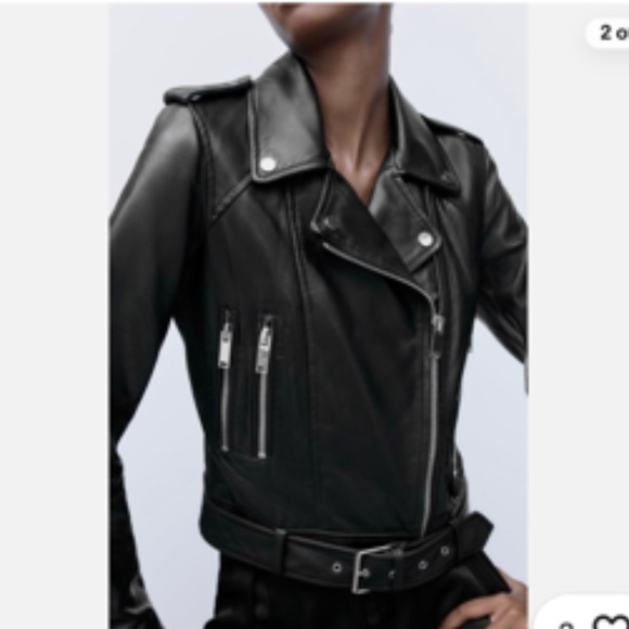 Zara Sheep Leather Moto Jacket Size M - Picture 2 of 10